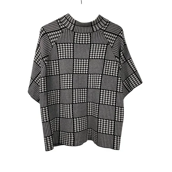 Dressbarn Women's Houndstooth Open Front Cardigan Black White Sz 22/24 - Picture 2 of 7